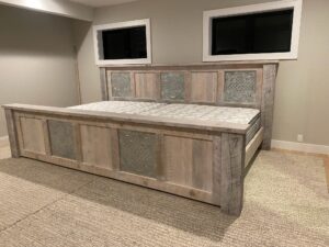 reclaimed bed platform and headboard